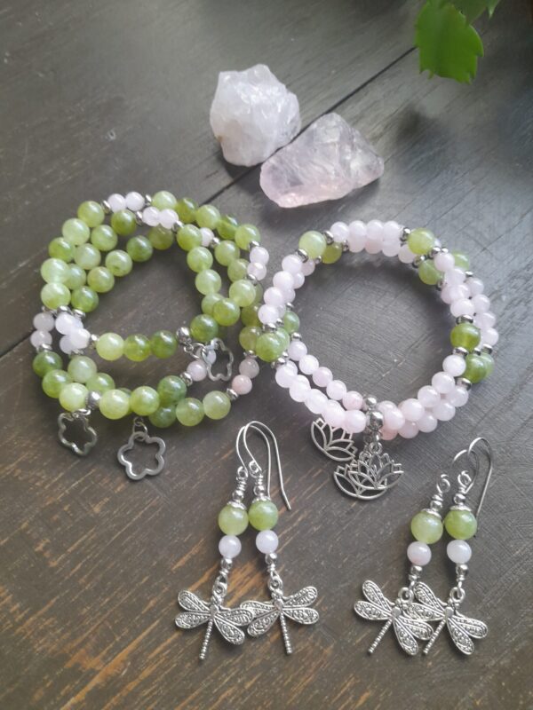 Armband Peridot & Rosenkvarts Lotus - Bild 2