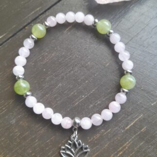 Armband Peridot & Rosenkvarts Lotus