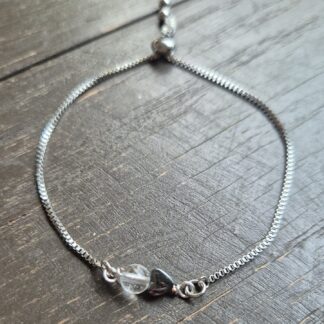 Armband Hematithjärta & Bergkristall