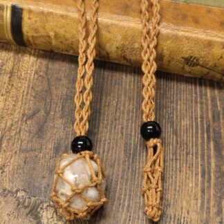 Halsband m. utbytbar sten - Brunorange